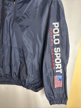 Polo by Ralph Lauren Navy Windbreaker with White & Red Sleeve Logo